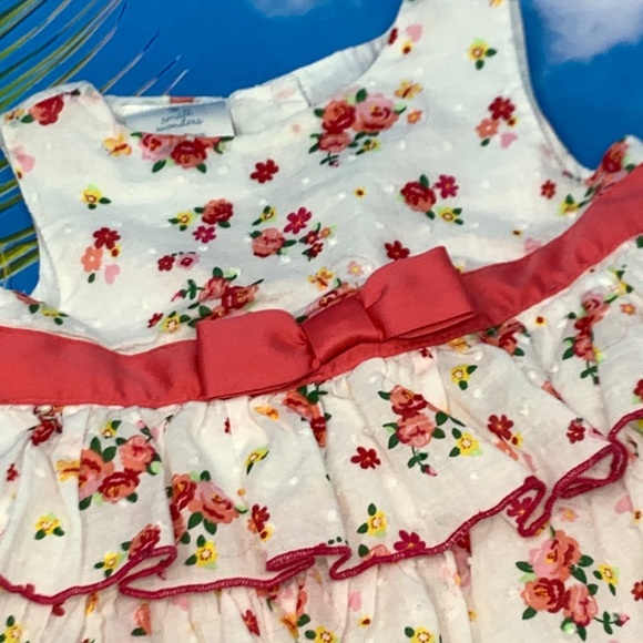 Small Wonders Peach Flowers Ruffle Dress - Picture 2 of 6